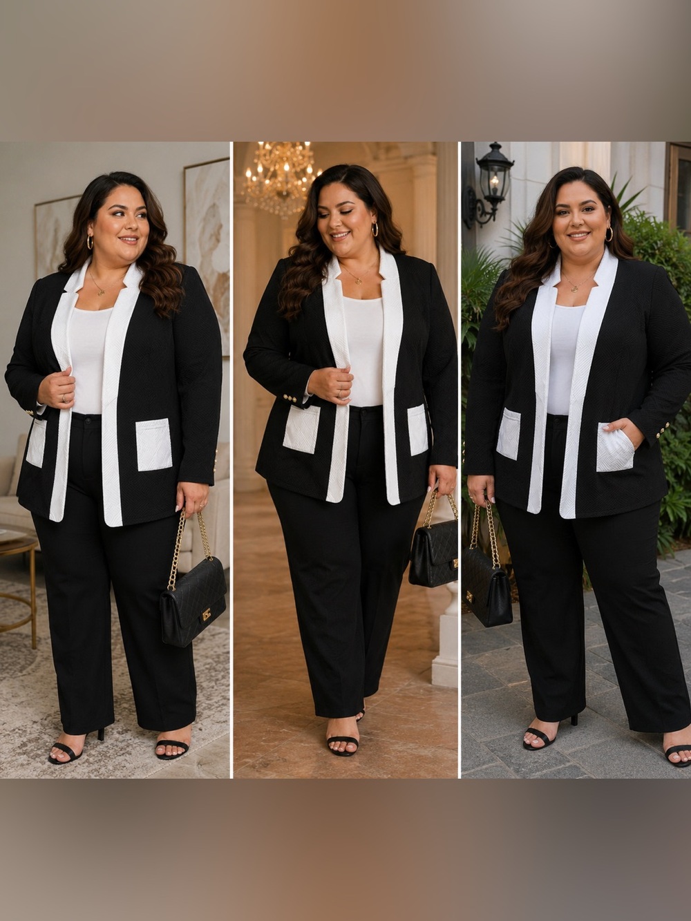 Chic Black and White Women's Blazer